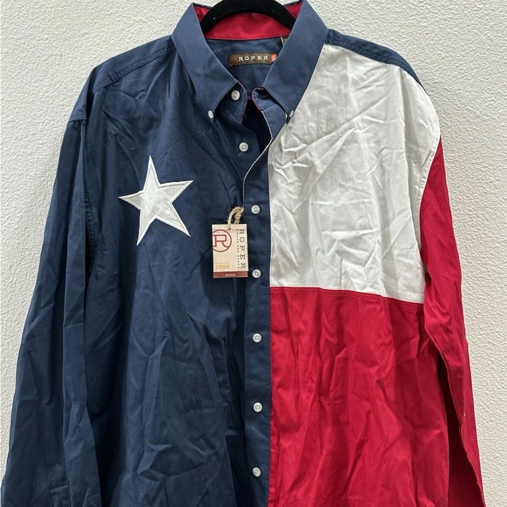 ROPER Americana Cowboy Shirt Mens XL Western Rodeo USA Flag Star NWT Long Sleeve
